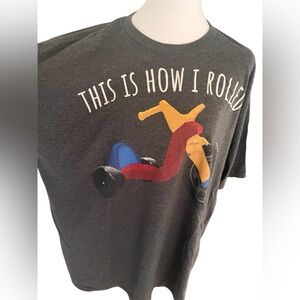 Mens Grey Graphic T-Shirt, 2XL , 50 cotton, 50 poly